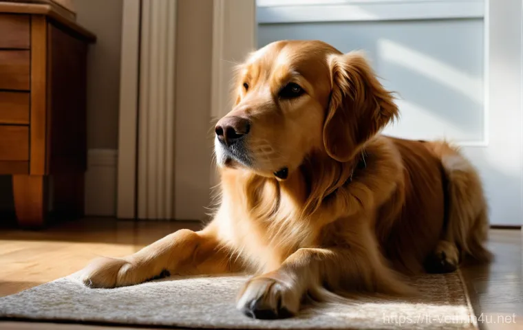 강아지 피부 진드기 퇴치법 - Image Prompt 1: Persistent Itching and Owner's Concern**