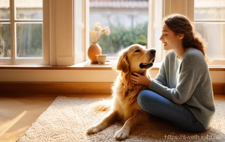 반려동물 보험 가입 팁 - **Prompt:** A heartwarming scene inside a cozy, traditionally decorated Italian living room. A young...