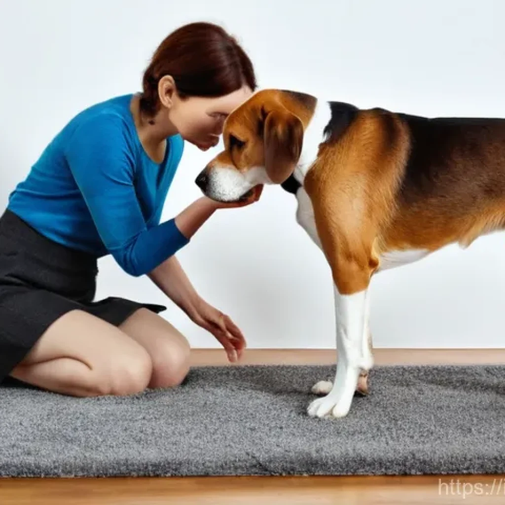 강아지 피부 알러지 전용 샴푸 - **Prompt:** A medium-sized, short-haired dog, possibly a beagle or mixed breed, with visible patches...