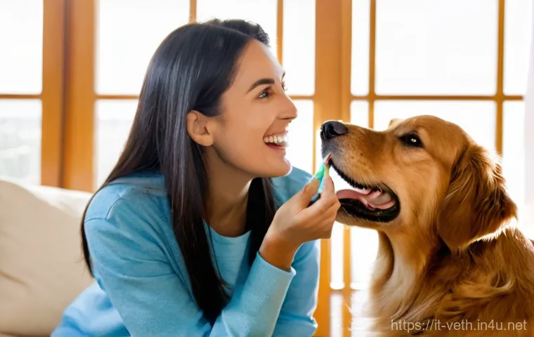 반려동물 치아 관리법 - **Prompt 1: A Gentle Act of Love - Pet Dental Brushing**
    "A heartwarming, close-up shot of a kin...
