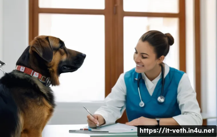 반려동물 정기 예방접종 체크리스트 - A warm, cozy veterinary clinic scene in Italy, featuring a cheerful young veterinarian gently vaccin...
